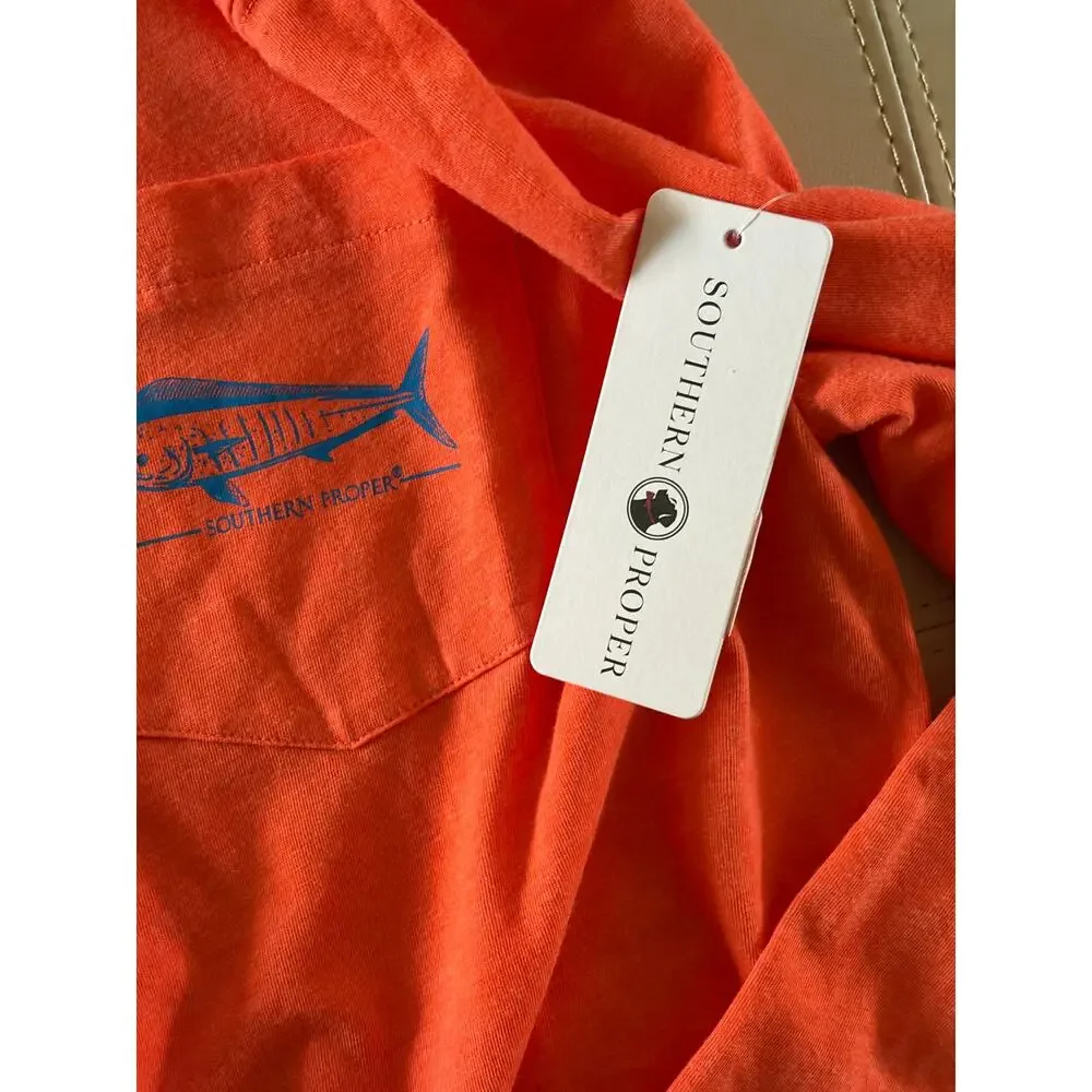 Southern Proper Coral Orange Hooded Tee size Medium NEW - Picture 6 of 10